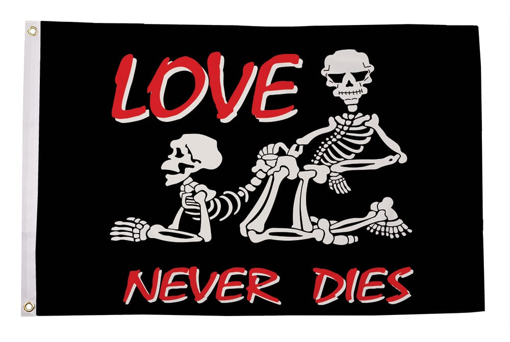 Liebe stirbt nie / Love Never Dies Fahne gedruckt | 90 x 150 cm - Bild 1