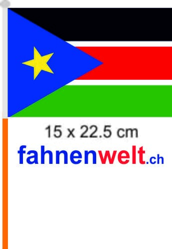 S&uuml;d Sudan Fahne / Flagge am Stab Pack &agrave; 4 St&uuml;ck | 15 x 22.5 cm - Bild 1