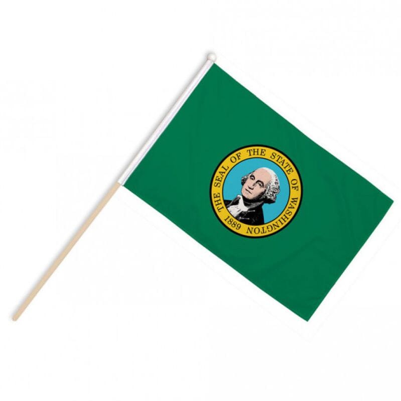 Washington Fahne / Flagge am Stab Pack &agrave; 4 St&uuml;ck | 15 x 22.5 cm - Bild 1