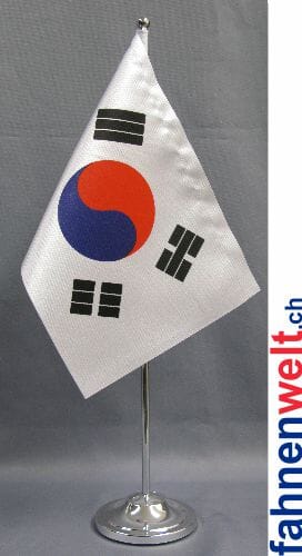 S&uuml;dkorea Tisch-Fahne DeLuxe ohne St&auml;nder | 15.5 x 24 cm - Bild 1