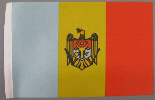 Moldau Moldawien Tisch-Fahne DeLuxe ohne St&auml;nder | 15.5 x 24 cm - Bild 2