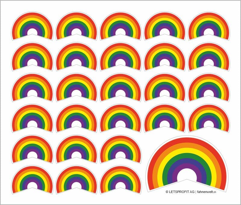 Regenbogen mit Kontur Sticker - 27 Sticker Gr&ouml;sse ca. 13.5 x 11.5 cm - Bild 1