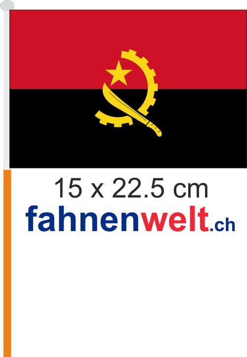 Angola Fahne / Flagge am Stab Pack &agrave; 4 St&uuml;ck | 15 x 22.5 cm - Bild 1