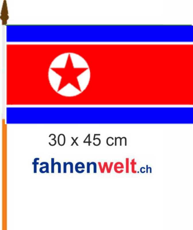 Nordkorea Fahne / Flagge am Stab | 30 x 45 cm - Bild 1