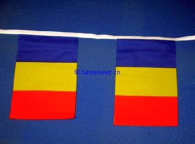 Fahnenkette Rum&auml;nien gedruckt aus Stoff | 30 Fahnen 15 x 22.5 cm 9 m lang - Bild 1