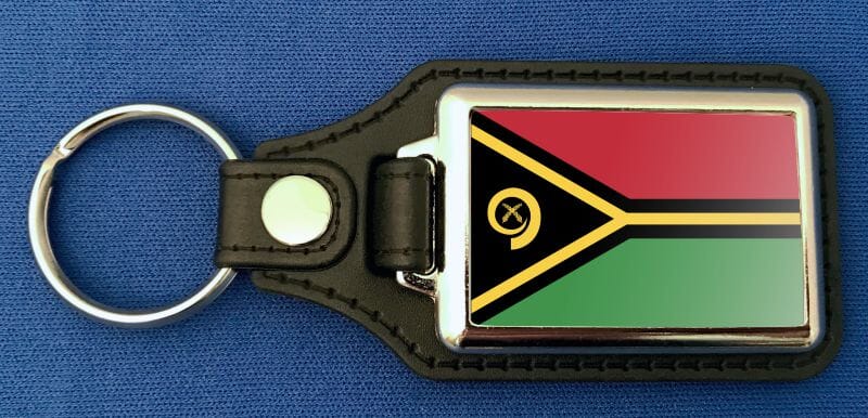 Vanuatu Schl&uuml;sselanh&auml;nger aus Metall und Kunstleder | ca. 95 X 37 mm - Bild 1
