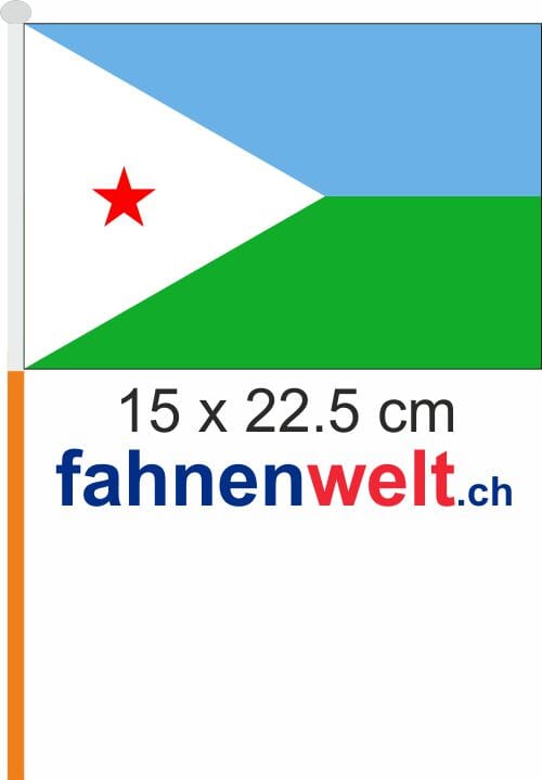 Dschibuti Fahne / Flagge am Stab Pack &agrave; 4 St&uuml;ck | 15 x 22.5 cm - Bild 1