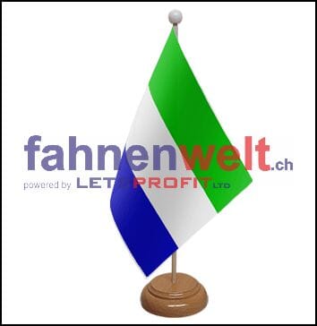 Sierra Leone Tisch-Fahne aus Stoff mit Holzsockel | 22.5 x 15 cm - Bild 1