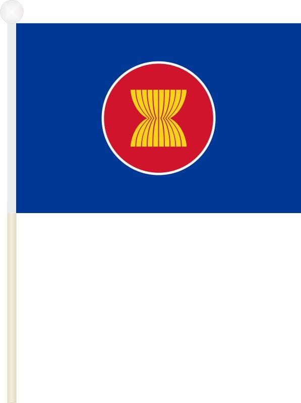 ASEAN Fahne / Flagge am Stab Pack &agrave; 4 St&uuml;ck | 15.5 x 22.5 cm - Bild 1
