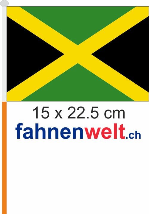 Jamaika Fahne / Flagge am Stab Pack &agrave; 4 St&uuml;ck | 15 x 22.5 cm - Bild 1