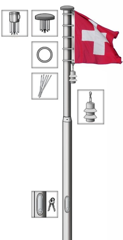 Hiss-Fahnenmast mit T&uuml;rchen in verschiedenen Gr&ouml;ssen - Bild 1