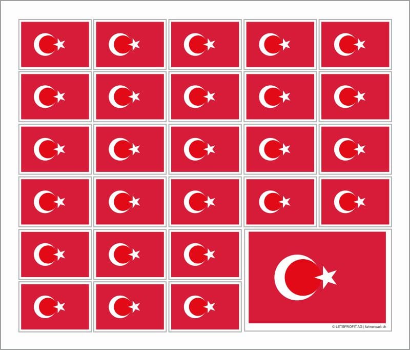 Aufkleber T&uuml;rkei auf Bogen | 12.5 x 10.5 cm - Bild 1