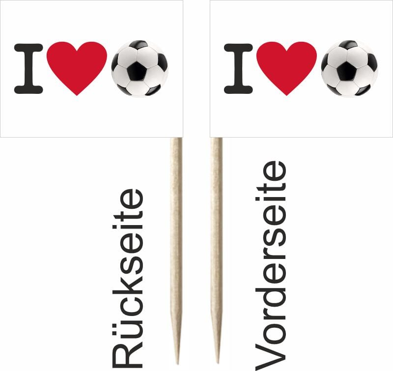 Mini-Fahnen I love Fussball Pack &agrave; 50 St&uuml;ck | 30 x 40 mm - Bild 2