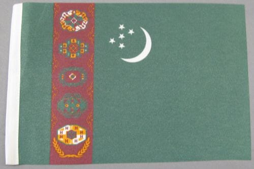 Turkmenistan Tisch-Fahne DeLuxe ohne St&auml;nder | 15.5 x 24 cm - Bild 2
