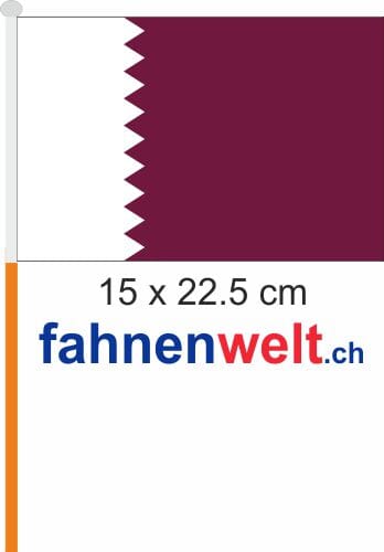 Katar Fahne / Flagge am Stab Pack &agrave; 4 St&uuml;ck | 15 x 22.5 cm - Bild 1