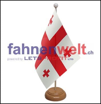 Georgien Tisch-Fahne aus Stoff mit Holzsockel | 22.5 x 15 cm - Bild 1