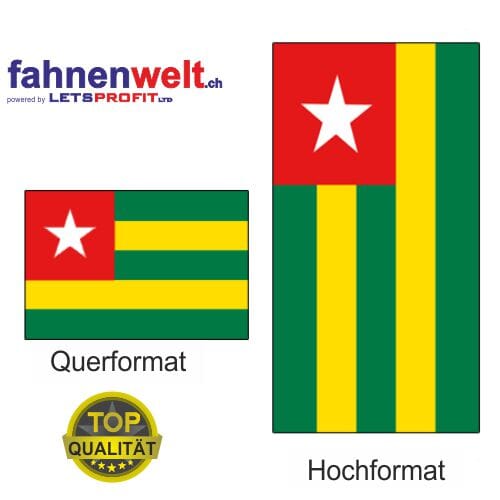 Togo Fahne aus Multi-Flag im Hoch- und Querformat | diverse Gr&ouml;ssen - Bild 1