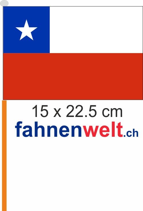 Chile Fahne / Flagge am Stab Pack &agrave; 4 St&uuml;ck | 15 x 22.5 cm - Bild 1
