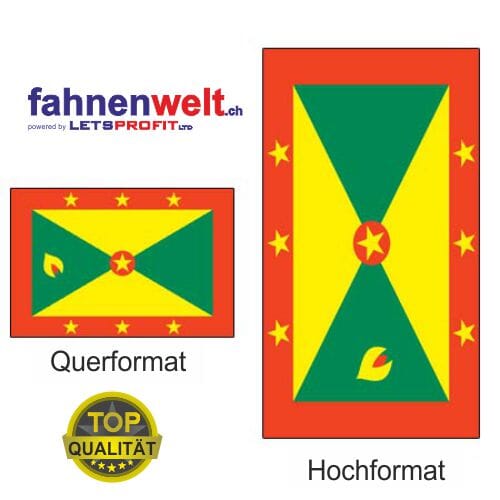 Grenada Fahne aus Multi-Flag im Hoch- und Querformat | diverse Gr&ouml;ssen - Bild 1