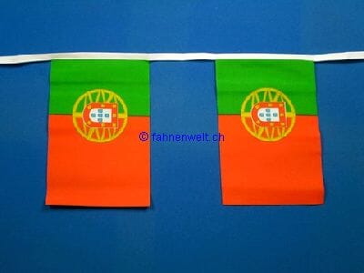 Fahnenkette Portugal gedruckt aus Stoff | 30 Fahnen 15 x 22.5 cm 9 m lang - Bild 1