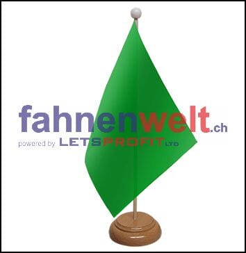 Gr&uuml;ne Tisch-Fahne aus Stoff mit Holzsockel | 22.5 x 15 cm - Bild 1