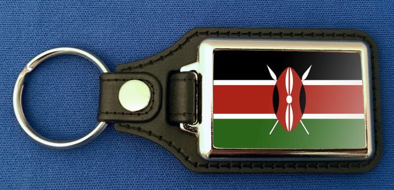 Kenia Schl&uuml;sselanh&auml;nger aus Metall und Kunstleder | ca. 95 X 37 mm - Bild 1