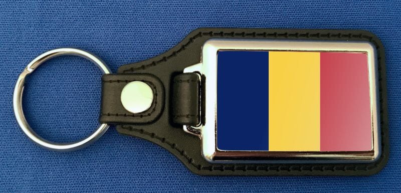 Tschad Schl&uuml;sselanh&auml;nger aus Metall und Kunstleder | ca. 95 X 37 mm - Bild 1