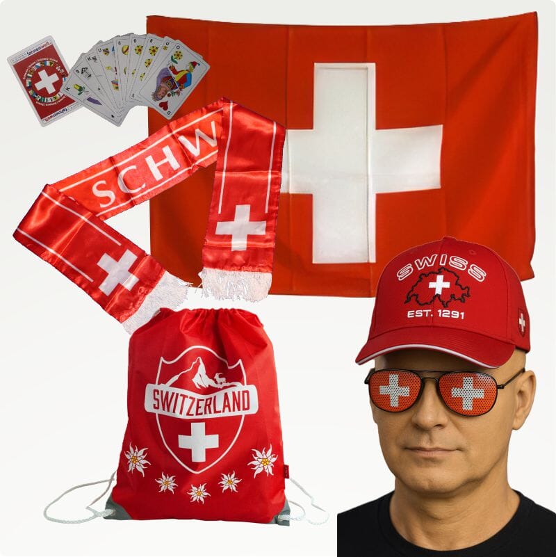 Schweizer Fan-Set &ndash; 6-teiliges Komplettset f&uuml;r Events - Bild 1