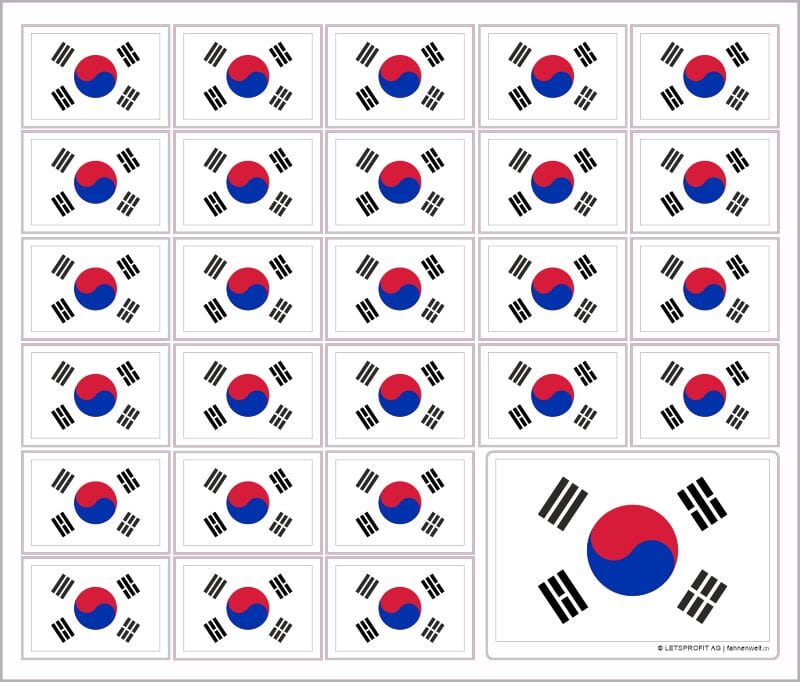 Aufkleber S&uuml;dkorea auf Bogen | 12.5 x 10.5 cm - Bild 1