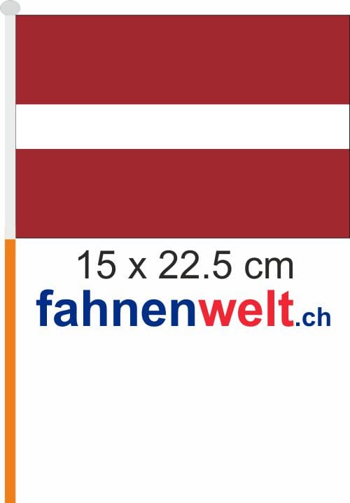Lettland Fahne / Flagge am Stab Pack &agrave; 4 St&uuml;ck | 15 x 22.5 cm - Bild 1