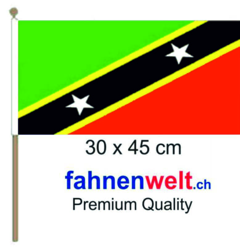 St. Kitts und Nevis Fahne / Flagge am Stab | 30 x 45 cm - Bild 1