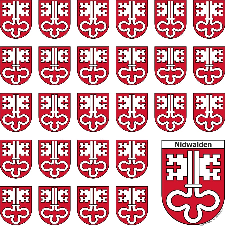 Aufkleber Sticker Nidwalden mit grosser und 26 kleinen Wappen - Bild 1