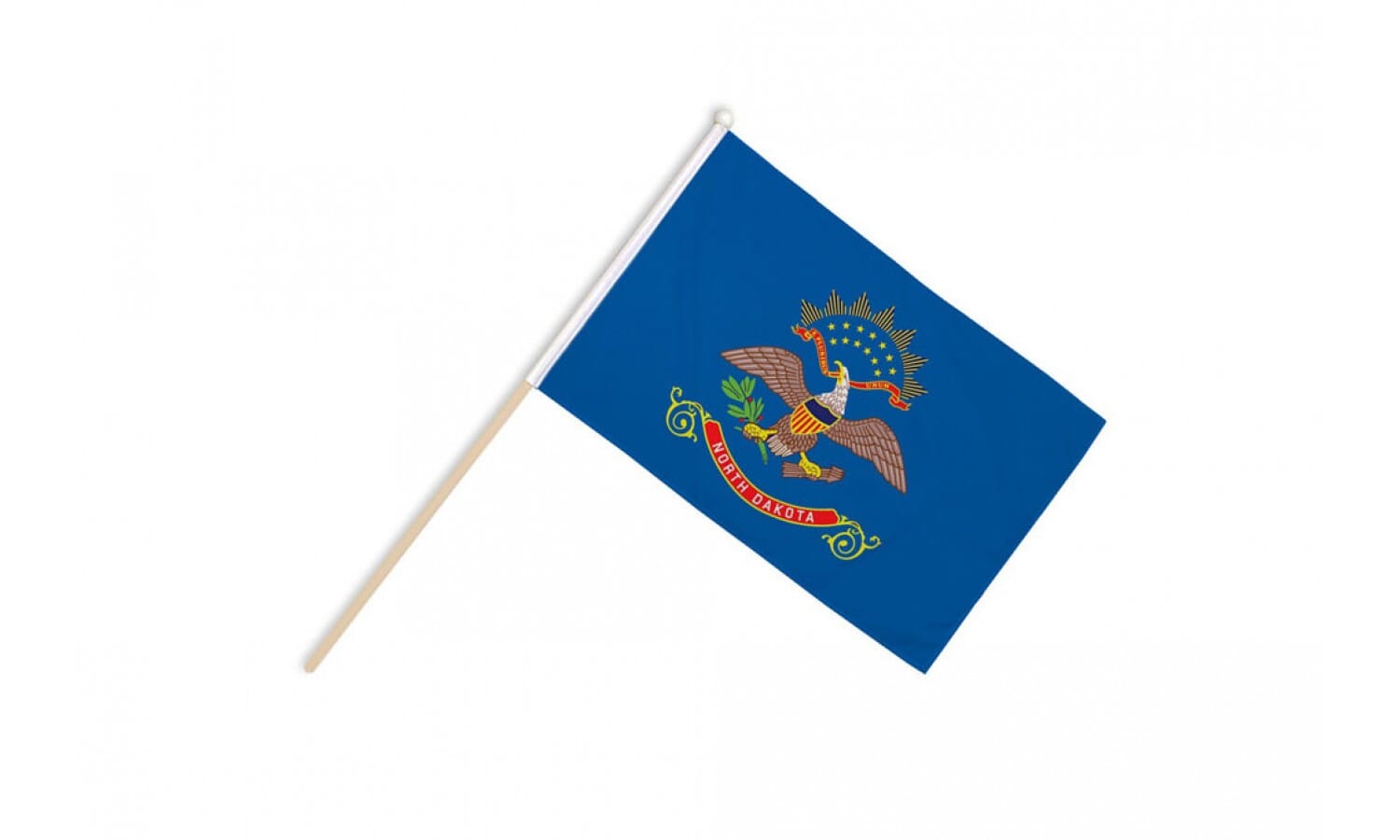 North Dakota Fahne / Flagge am Stab Pack &agrave; 4 St&uuml;ck | 15 x 22.5 cm - Bild 1