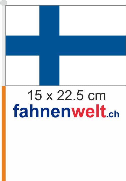 Finnland Fahne / Flagge am Stab Pack &agrave; 4 St&uuml;ck | 15 x 22.5 cm - Bild 1