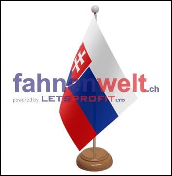 Slowakei Tisch-Fahne aus Stoff mit Holzsockel | 22.5 x 15 cm - Bild 1