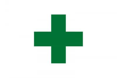 Gr&uuml;nes Kreuz / Green Cross Fahne gedruckt | 60 x 90 cm - Bild 1