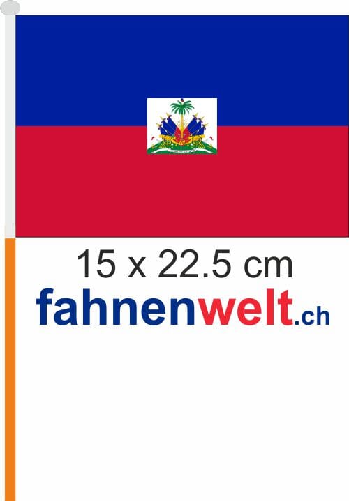Haiti Fahne / Flagge am Stab Pack &agrave; 4 St&uuml;ck | 15 x 22.5 cm - Bild 1