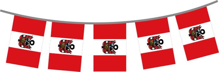 Fahnenkette Peru mit Wappen gedruckt aus Stoff | 30 Fahnen 15 x 22.5 cm 9 m lang - Bild 1