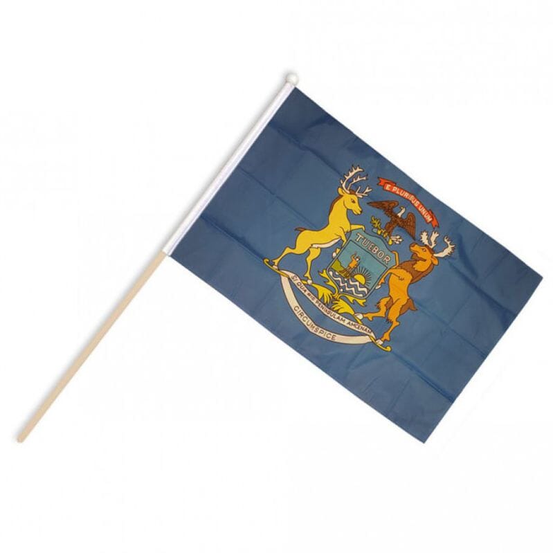 Michigan Fahne / Flagge am Stab Pack &agrave; 4 St&uuml;ck | 15 x 22.5 cm - Bild 1