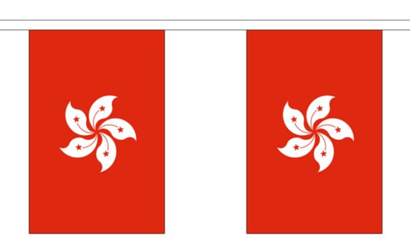 Fahnenkette Hong-Kong gedruckt aus Stoff | 30 Fahnen 15 x 22.5 cm 9 m lang - Bild 1