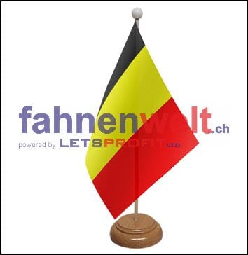 Belgien Tisch-Fahne aus Stoff mit Holzsockel | 22.5 x 15 cm - Bild 1