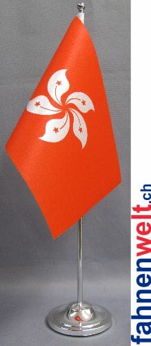 Hong Kong Tisch-Fahne DeLuxe ohne St&auml;nder | 15.5 x 24 cm - Bild 1