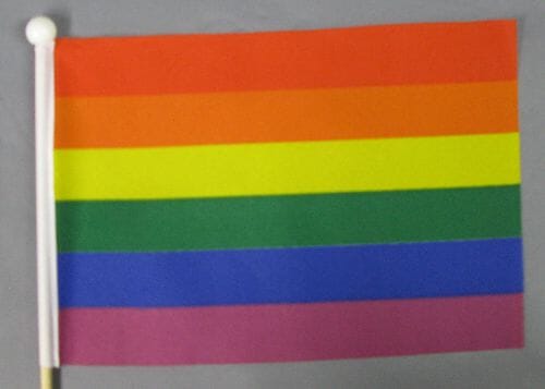 Regenbogen Tisch-Fahne gedruckt mit Holzsockel | 22.5 x 15 cm - Bild 2