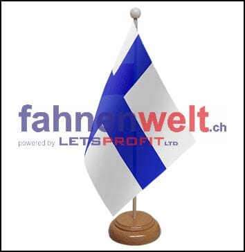 Finnland Tisch-Fahne aus Stoff mit Holzsockel | 22.5 x 15 cm - Bild 1