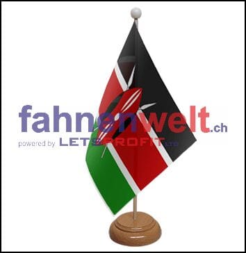 Kenia Tisch-Fahne aus Stoff mit Holzsockel | 22.5 x 15 cm - Bild 1