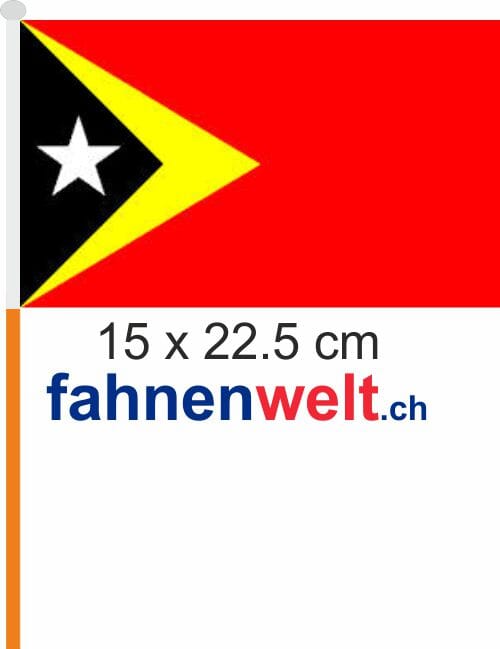 Ost Timor Fahne / Flagge am Stab Pack &agrave; 4 St&uuml;ck | 15 x 22.5 cm - Bild 1