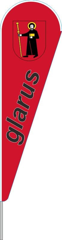 Beach-Flag Kanton Glarus in Dropfenform | 224 x 70 cm - Bild 1