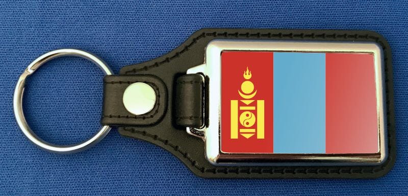 Mongolei Schl&uuml;sselanh&auml;nger aus Metall und Kunstleder | ca. 95 X 37 mm - Bild 1