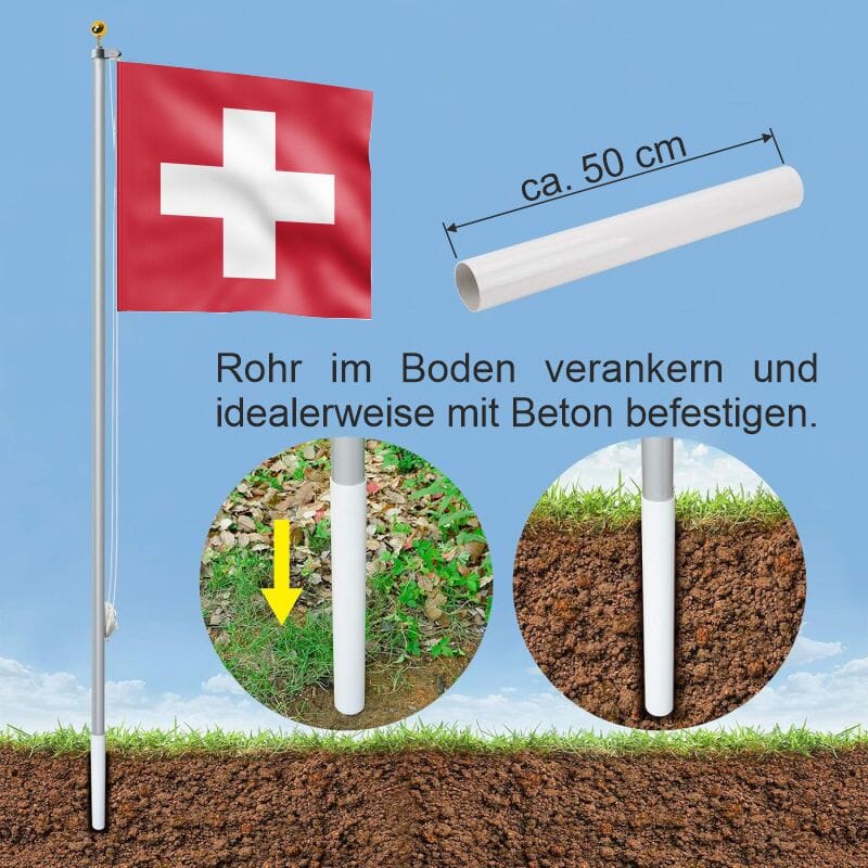 Hiss-Fahnenmast SCHWARZ Eco 5-teilig ca. 6.2 m | bis ca. 5.7 m &uuml;ber Boden - Bild 4
