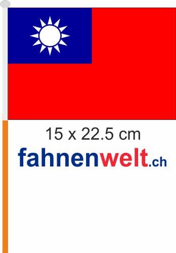 Taiwan Fahne / Flagge am Stab Pack &agrave; 4 St&uuml;ck | 15 x 22.5 cm - Bild 1